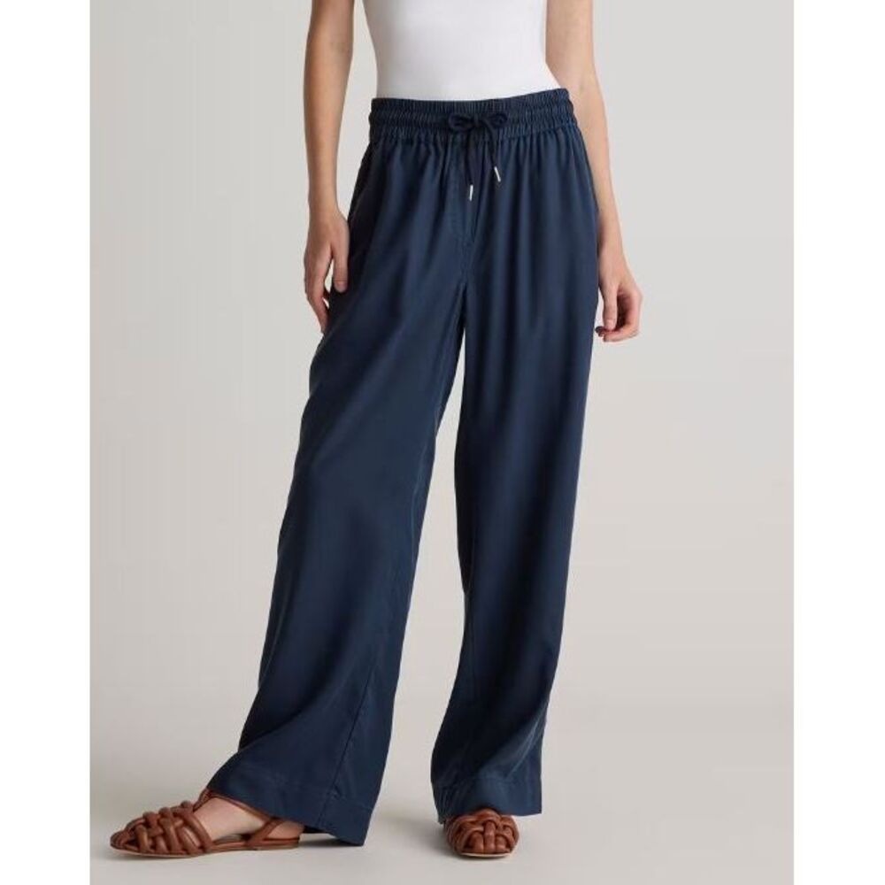 Quince Womens Vintage Wash Tencel Wide Leg Pants Midnight Blue M